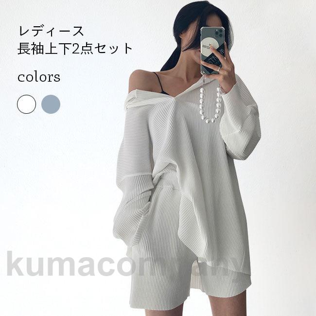 レディース パーカー ショートパンツ 上下セット 春 2点セット トレーナー カジュアル フード付き トップス 長袖 肩出し 短パン 秋