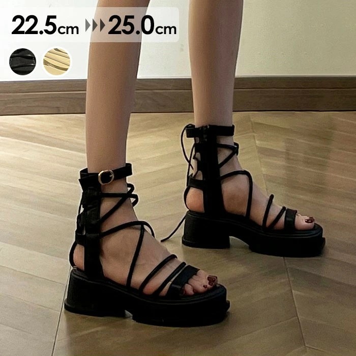 ストラップサンダル サンダル レディース かかとあり 厚底サンダル 厚底 安定感 夏 ベルト 靴 女性 大人 美脚 シューズ シンプル dj071n1n1m6