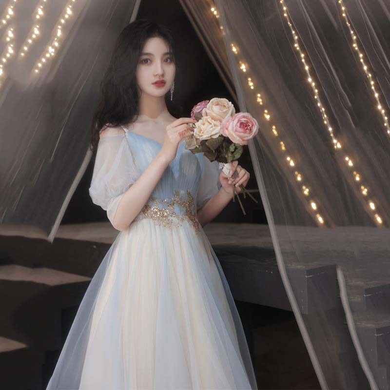 通常は小さなドレスを着ることができます23フランスの宴会エレガントな気質セレブ妖精スリムドレスイブニングドレス