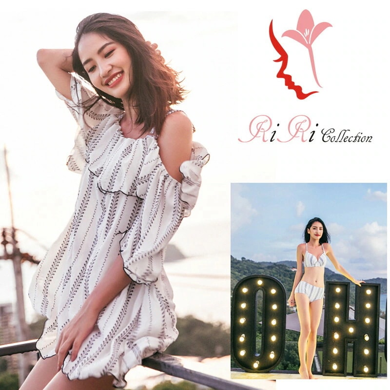 サイズあり 新作 入荷致しました 水着 -f029 オフショルダー パレオ 普段着にも使える ビスチェ バンドゥ フリル ワンピース タンキニ 大きいサイズS-XL