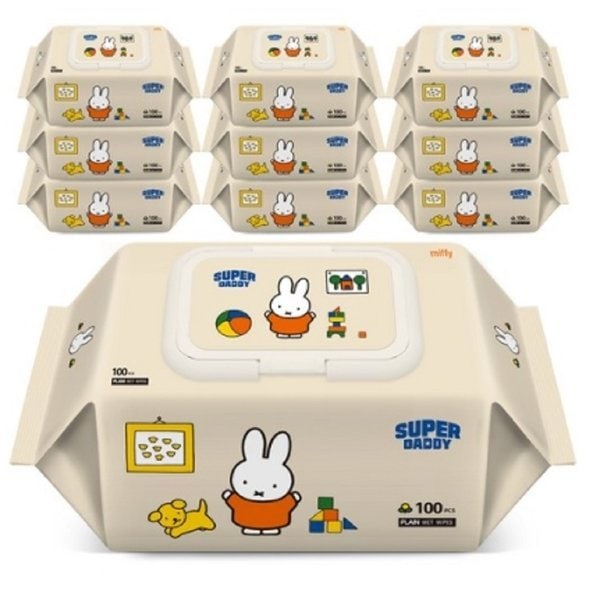 スーパーダディ ミッフィー ソフト ベビーウェットティッシュ キャップ型 100枚 10パック