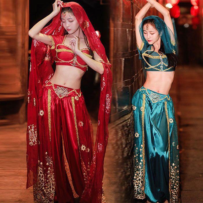 ハロウィン コスプレ衣装 ダンス衣装 ベリーダンス 衣装 セット アラビアン衣装 全身セット(半袖パンツタイプ コスプレ アラジン コスム ステージ ハロ