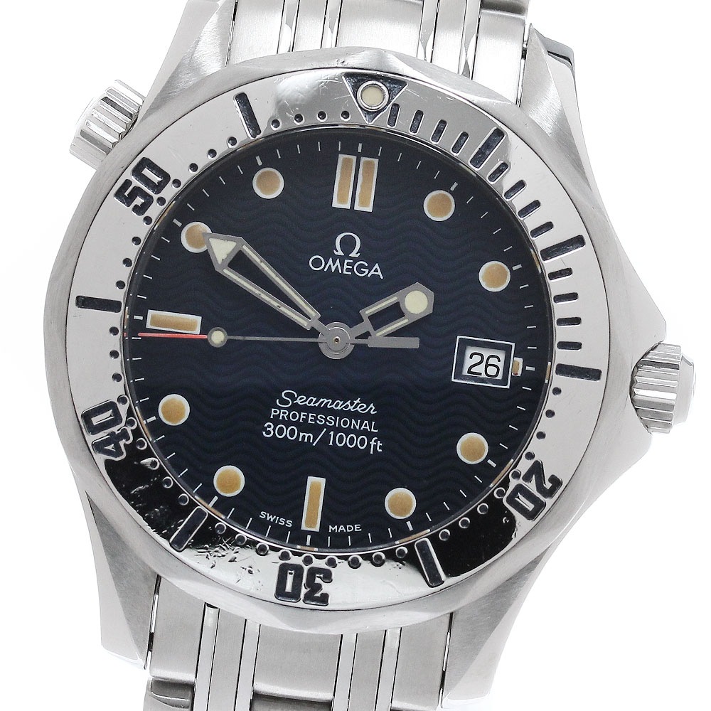 オメガ OMEGA 2562.80 シーマスター300 デイト クォーツ ボーイズ 保証書付き_960521【中古】