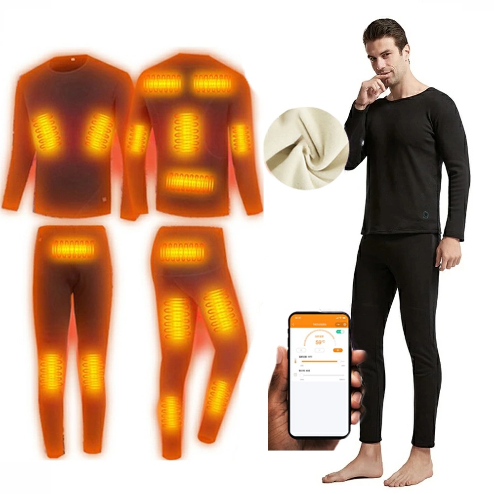 電熱インナー 上下セット バッテリー付き 加熱ベスト レディース おしゃれ USB給電 16エリア発熱 暖か メンズ レディース ヒーターベスト 電熱服 発熱ベスト 発熱シャツ 電熱パンツ