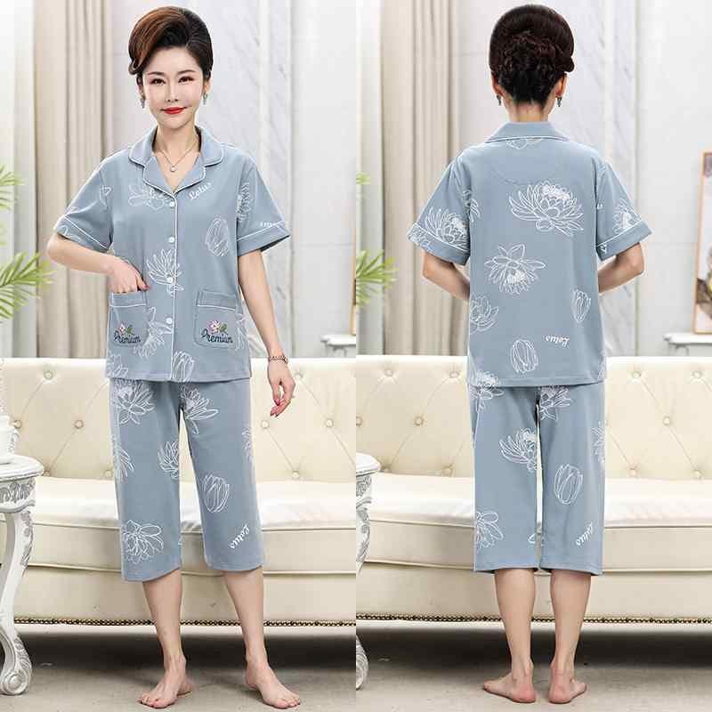 ルームウェア 部屋着 レディース 半袖 婦人 ミセス 高齢者 夏 パジャマ 7分丈 パンツ 大きいサイズ 薄手 綿 ホームウェア セット