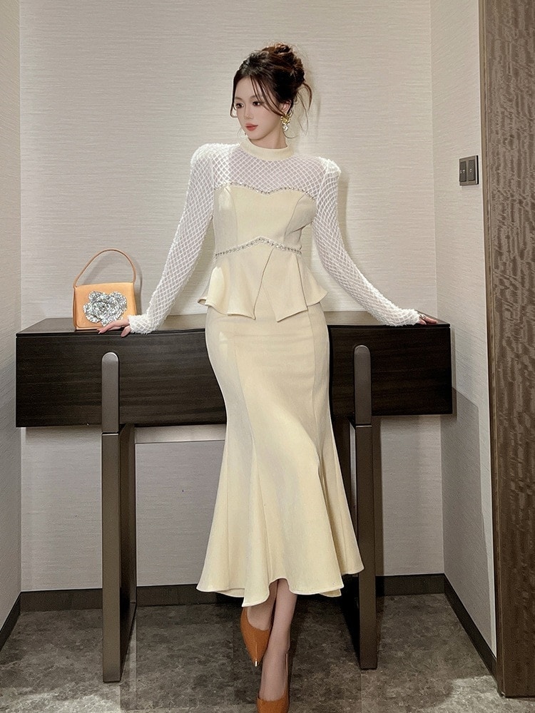秋 マーメイドワンピース ドッキング ドレス パーティー キャバ 大人 同窓会 披露宴 卒業式 結婚式 演奏会 ウェディング 二次会