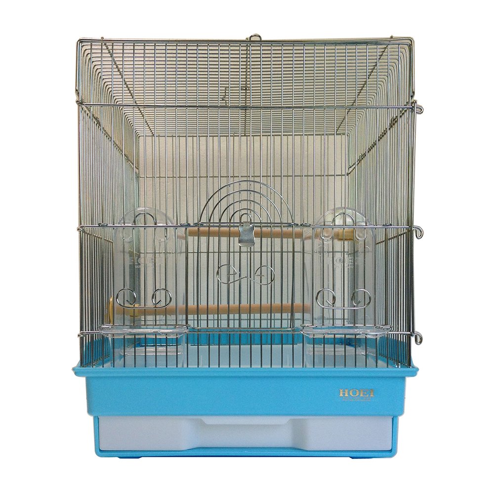 鳥かご　ＨＯＥＩ　３５角Ｇ　ブルー　（３７X４１．５X４４ｃｍ）　セキセイ　小型インコ　フィンチ　本体アミ２つ分け　ＣＲＣ55―15―10―10―00