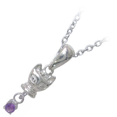 幸せを招く猫モチーフ ( 2月誕生石 ) シルバー アメジストペンダントネックレス楽ギフ_包装