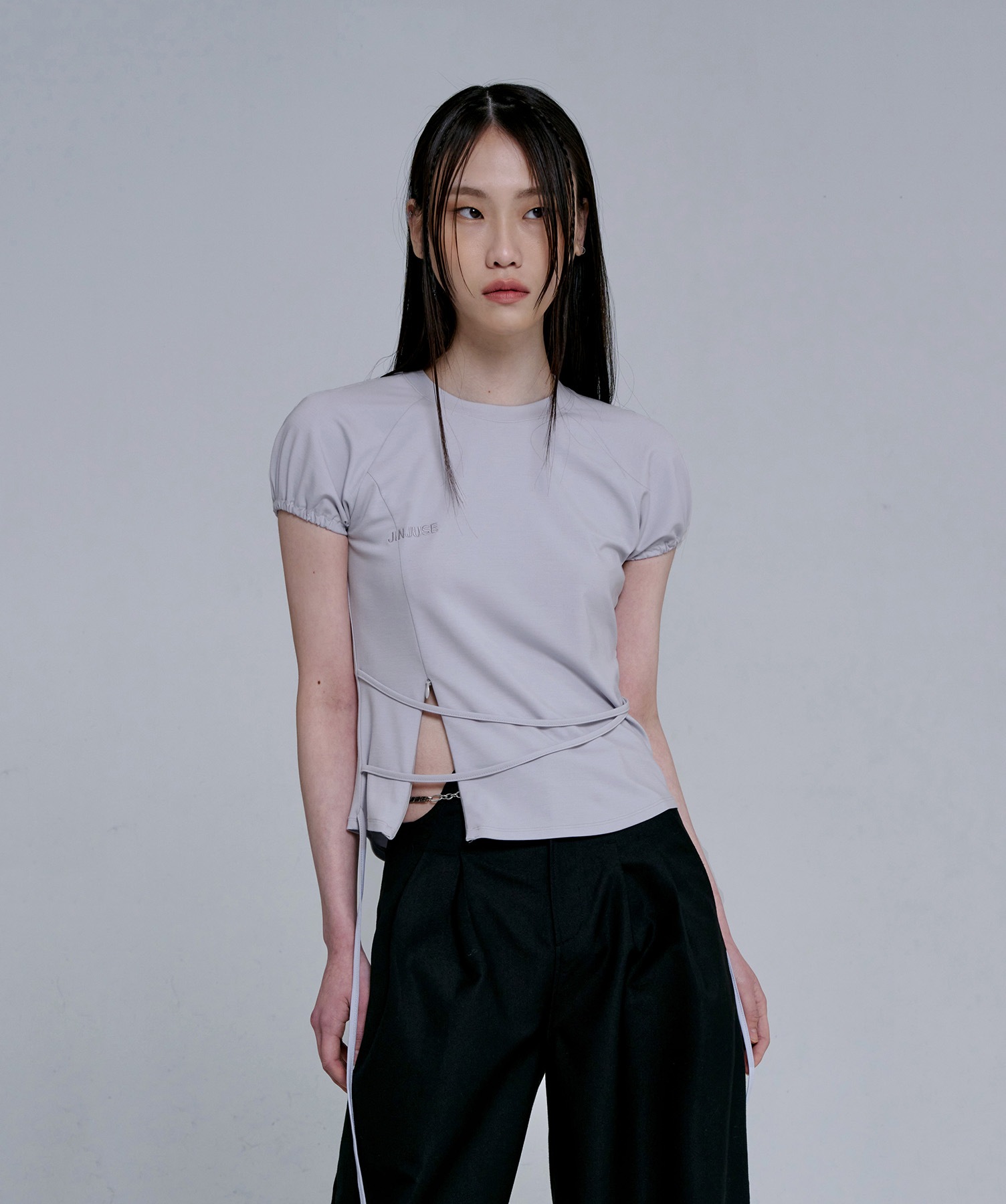 STRAP ZIPPER LEGLAN TOP [ASH GRAY) 7,600円