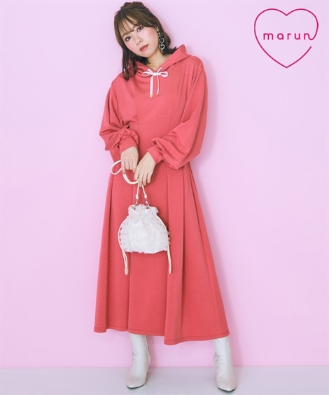 ロング・マキシ丈/半袖 大きいサイズ ロング丈パーカーワンピース marun 8,993円