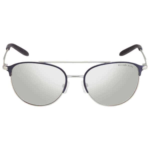 サングラス Michael KorsSilver Mirrored Round Mens Sunglasses MK1111 12076G 54