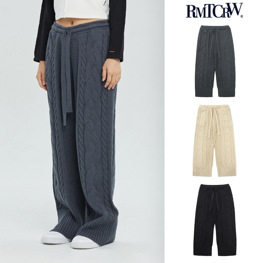 【ROMANTIC CROWN】 CABLE KNIT WIDE PANTS