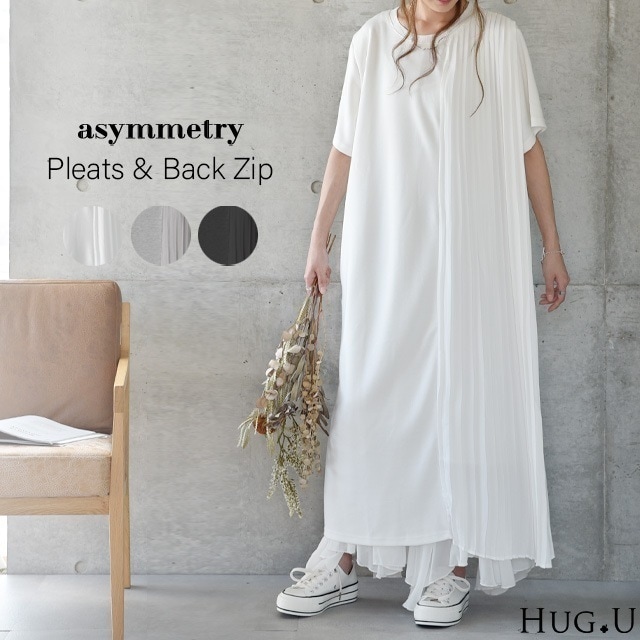 ワンピース ロングワンピース ロング マキシワンピース プリーツ Tシャツワンピース