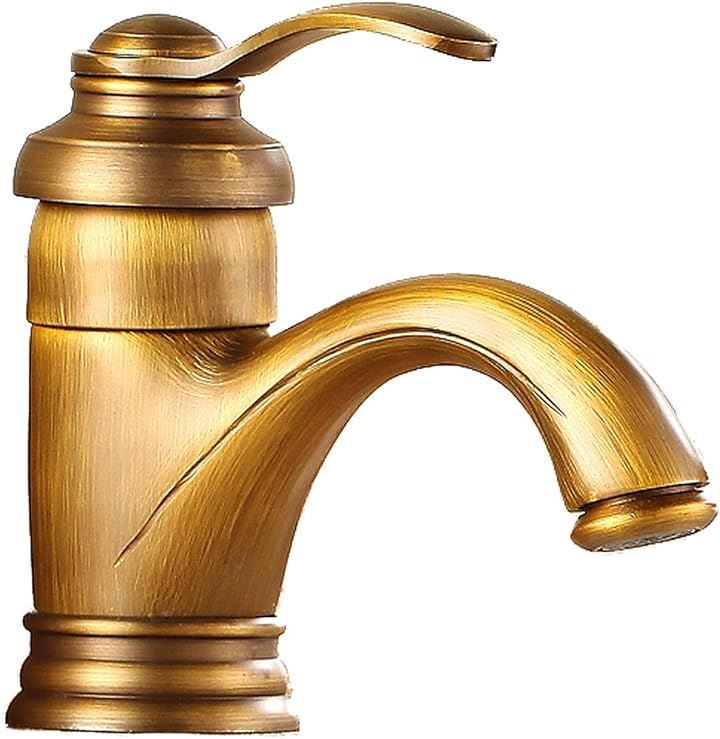 洗面用 アンティーク 混合水栓 蛇口 シングルレバー 14cm レトロ 手洗いボウル用 洗面台 水道 SK241(ショート)
