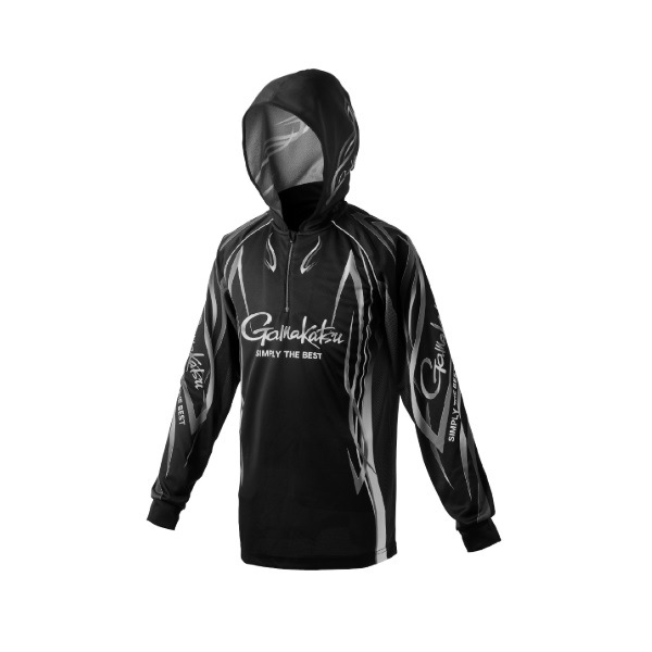 がまかつ ウェア GM3736 2WAYプリントジップシャツフーディ ブラック/シルバー M