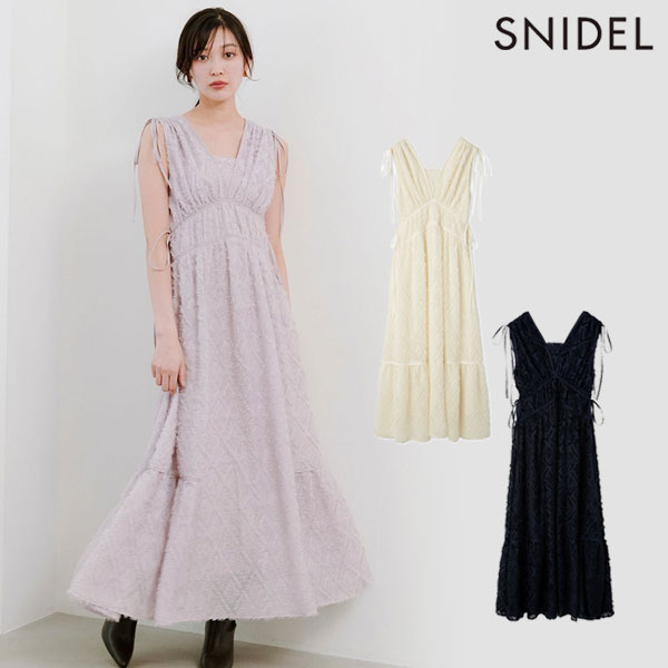 【即納】スナイデル SNIDEL ワンピース 25秋冬 ジャガードドロストディティールワンピース ロング丈 ノースリーブ ドレス swfo254288