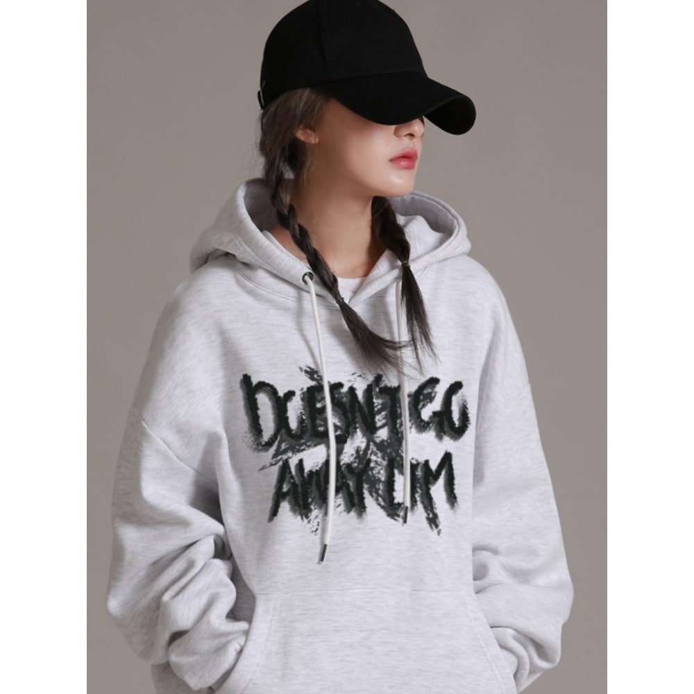 LIKE THE MOSTアウェイエルティエム起毛オーバーフィットフーディホワイトメランジ