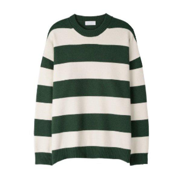 メンズソフトモーダルボーダーラウンドニットティー SG-KN-Q030-チャコール