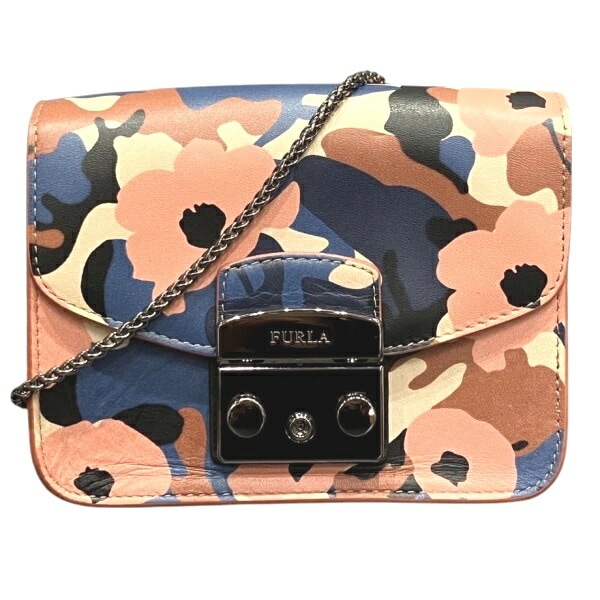 フルラ メトロポリス 229290 花柄 ポシェット チェーン クロスボディー バッグ 【中古】