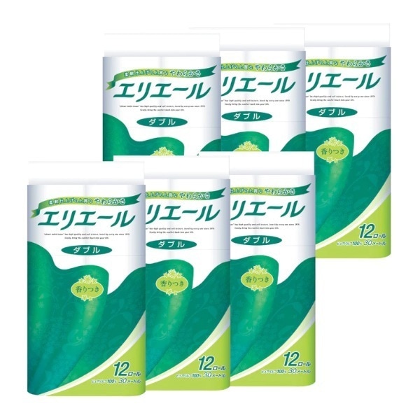 トイレットペーパー エリエール ダブル30m さわやかな花の香り 12ロール入り X6パック