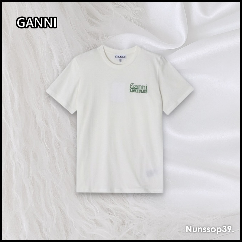 GANNI T3867 795 ラブ クラブ ロゴ Tシャツ