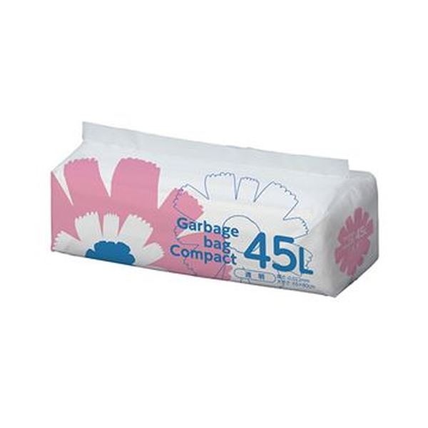 （まとめ）TANOSEE ゴミ袋 コンパクト 透明45L 1パック（50枚）[x20セット]