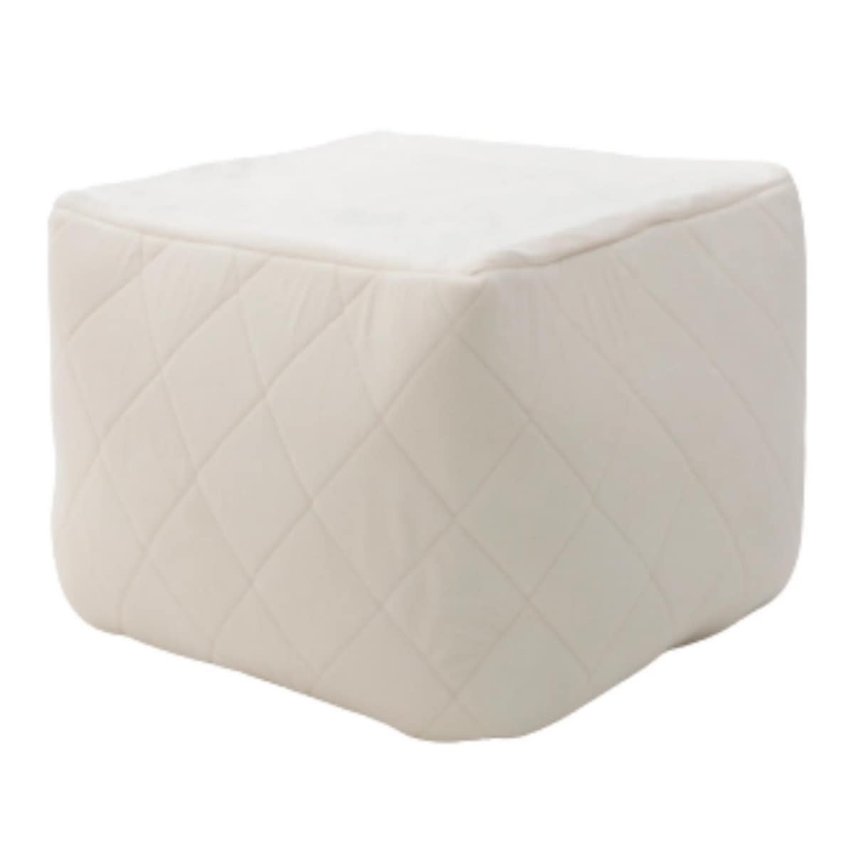 【I】セルタン ダイヤモンドキルト ビーズクッション QUBE 四角 Lサイズ ホワイト クッション ビーズ キューブ 【受注生産品】