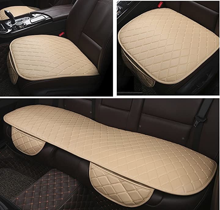 車用 前後座 3枚組 PUレザー カーシート カバー セット 簡単設置 前座席用2枚+後部座席用1枚( ベージュ) 5,189円