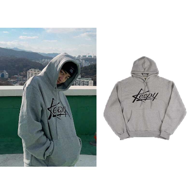 DKZ ジェチャン 着用 グレー フード/韓国ファッション/韓国ファッションスタイル/韓国ストリートファッション/SNSで人気/韓国の人気ブランド