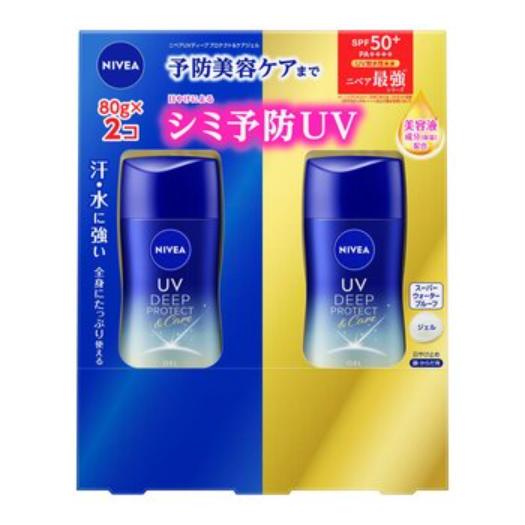 【倉庫直送】ニベアUV ディープ プロテクト＆ケア ジェル SPF50+ / PA++++80g x 2 x 2個セット
