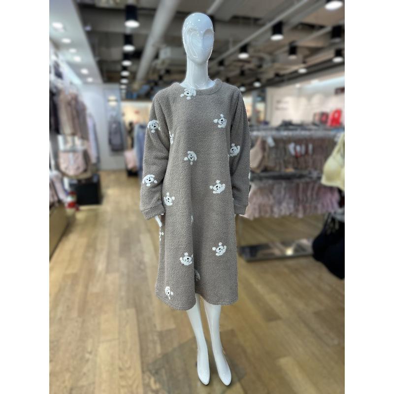 [坡州店][] 極細繊維 犬 刺繍 女性 ホームウェア ワンピース BR[VEV3877L]