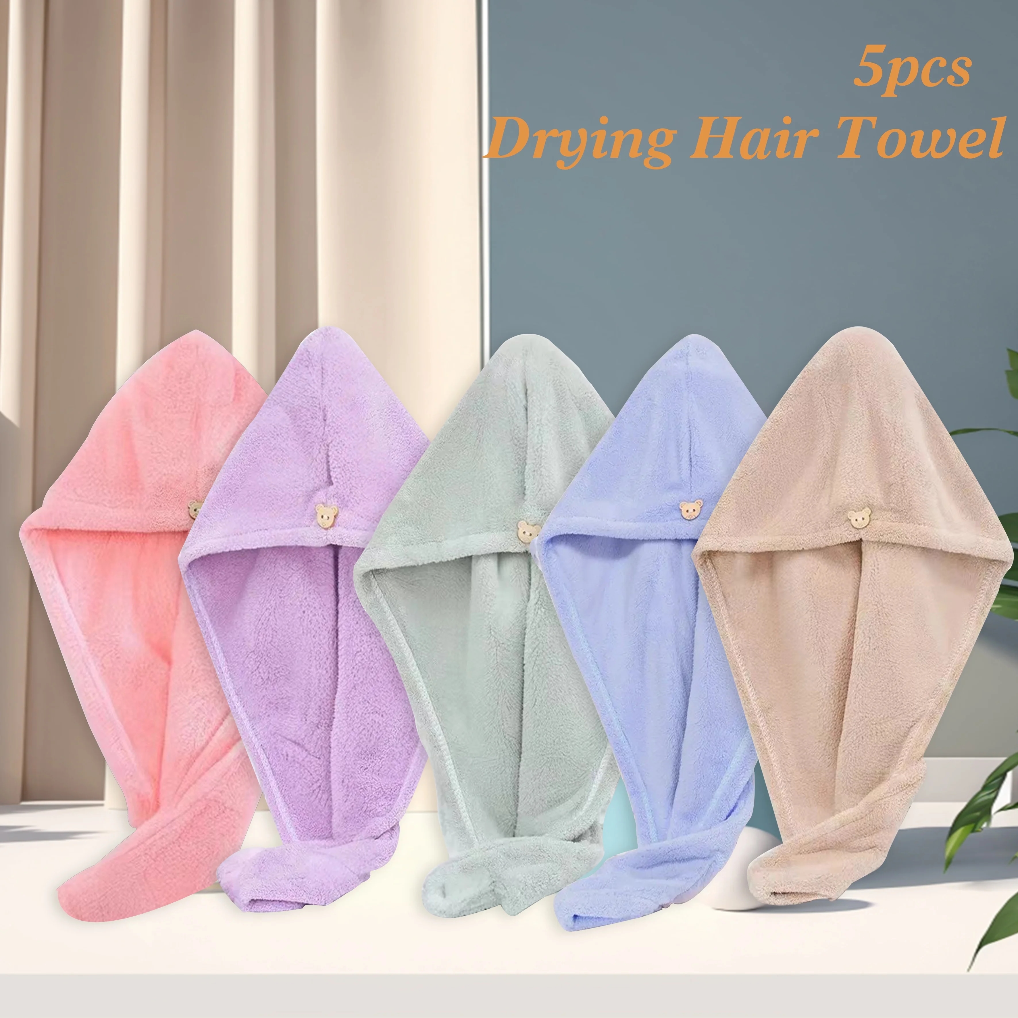 ヘアタオル,速乾性,吸収性,ドライハット,バスルーム用,5個 - AliExpress 15