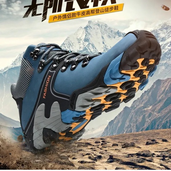 Fashion Men Women Hiking Boots Waterproof Hiking Shoes Genuine Leather Outdoor Winter Shoes