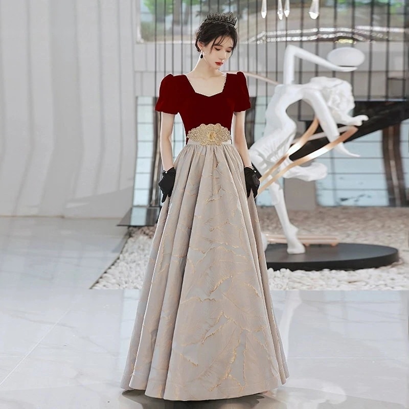 【2枚購入で 3oo円OFF！】花嫁のウェアスモールブルゴーニュホストドレス女性センセーショナルウェディングドレス