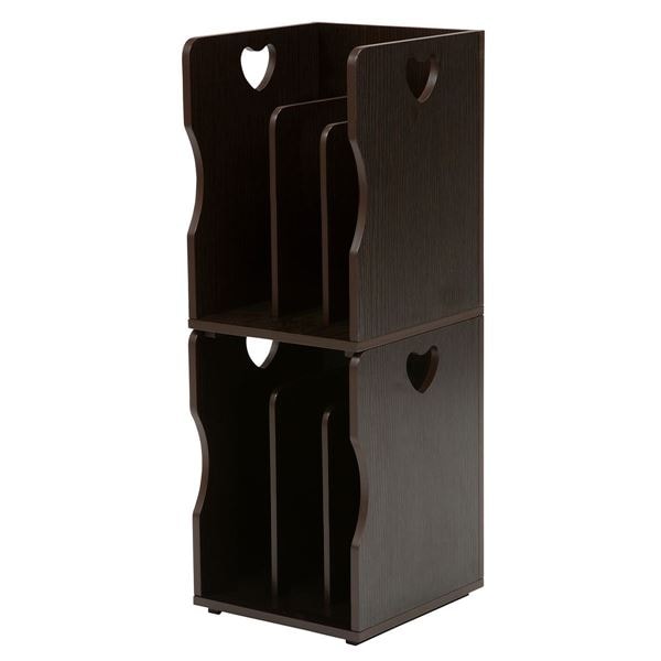 (2個セット) ブックスタンド 本立て 約幅24.5×奥行25.5×高さ34.5cm ダークブラウン A4サイズ可 スタッキング リビング