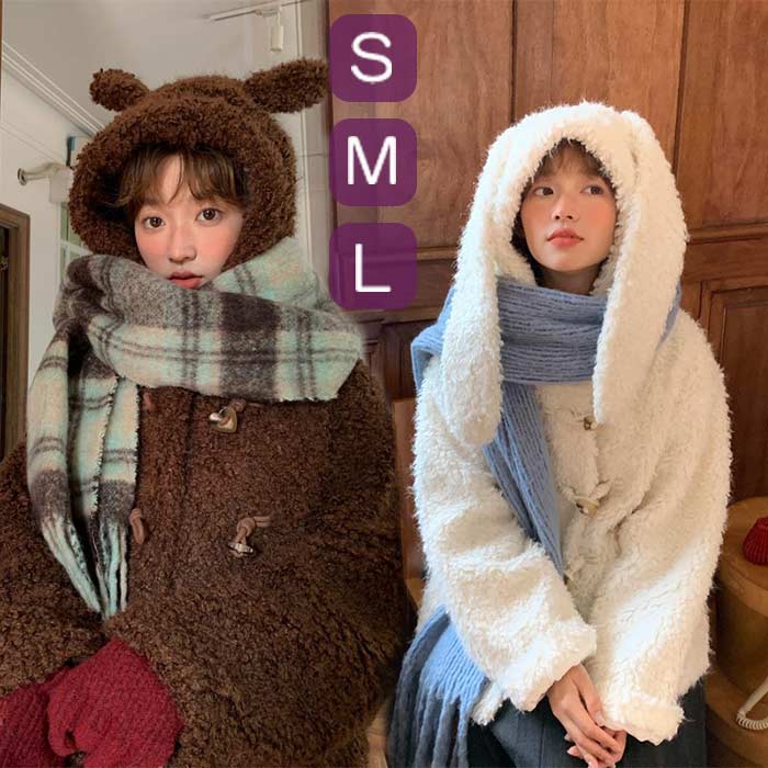 ファーコート ふわふわ もこもこパーカー アニマル 大きいサイズ うさぎ パーカー うさ耳 うさみみパーカー 兎耳パーカー 熊耳パーカーかわいい ジャケット ポケット eg006zuzum3