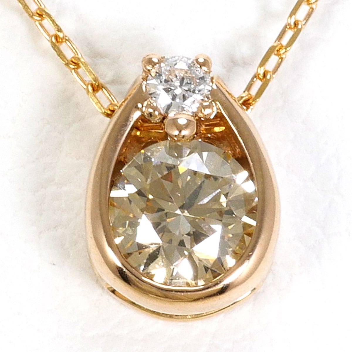 K18 18金 PG ピンクゴールド ネックレス ブラウンダイヤモンド 0.21ct ダイヤモンド 0.02ct 総重量約1.1g 約40cm 中古