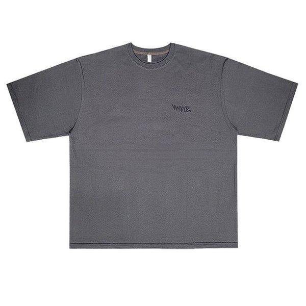 男女共用 オーバーフィット ABC ラウンド 半袖 Tシャツ OF-TSH-Q002-チャコール