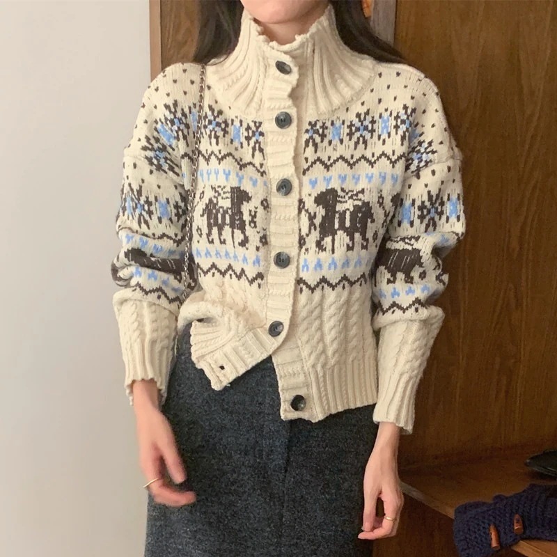 秋冬 カーディガン 韓国ファッション ニット長袖 セーター 4,833円