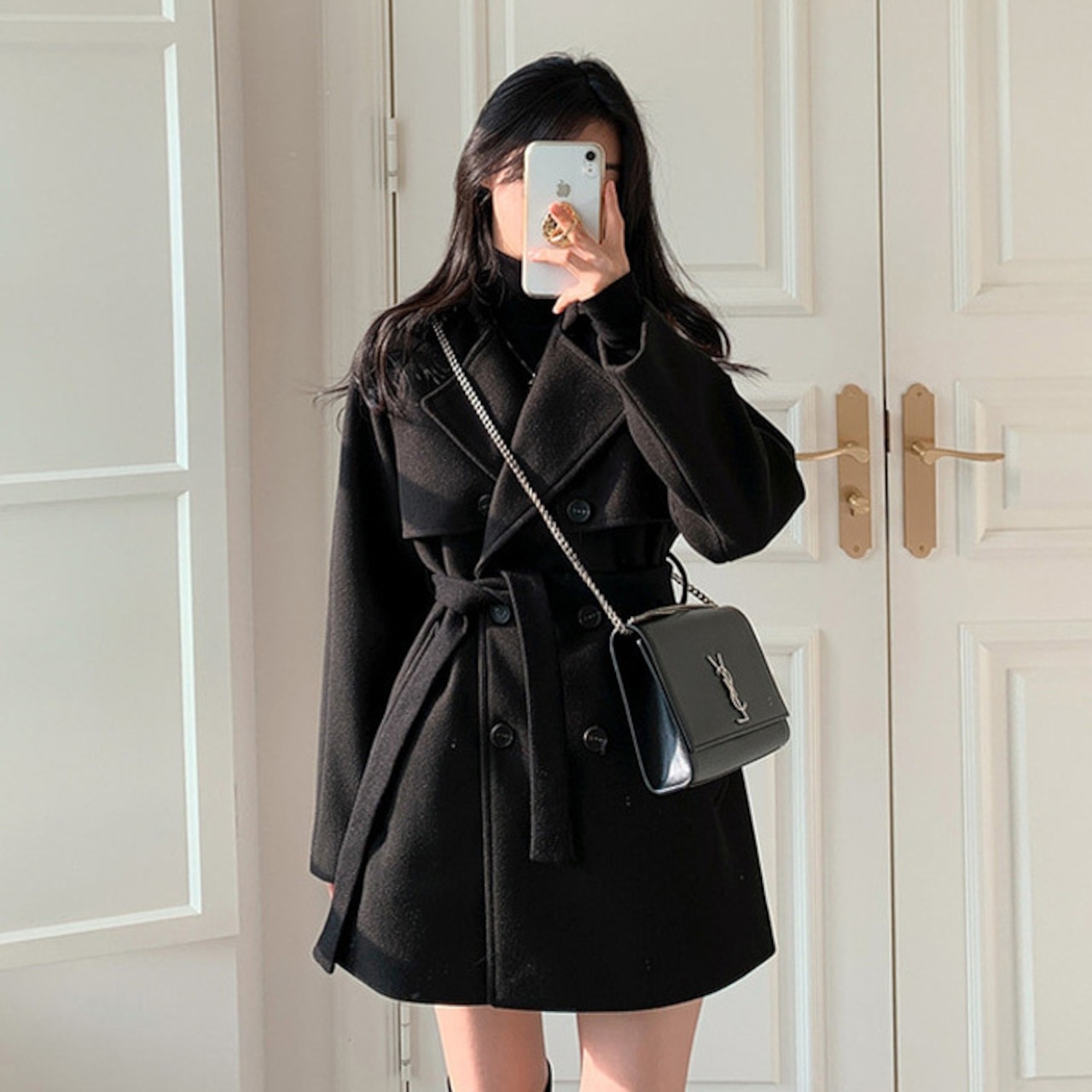 【3日で出荷】コート ウール風 チェスターコート レディース コートジャケット 長袖 ミドル丈 防風コート 厚手 アウター ベルト付き サイドポケット 秋冬服 保温 防風 細身 高級感通勤 ビジネス