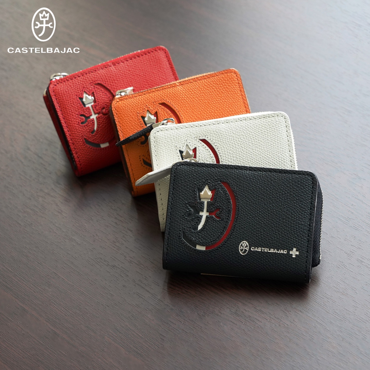 財布 二つ折り カルネ メンズ レディース 本革 L字ファスナー 白 32612