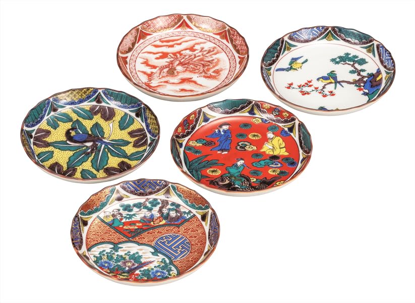 ナカマル『九谷焼』4.5号皿揃時代絵 K9-118 12,690円