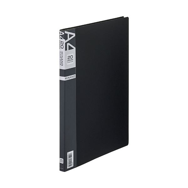 （まとめ）ライオン事務器 クリアーブックMINANO(ミナノ) A4タテ 20ポケット 背幅14mm ブラック CR-20M 1冊 (×10セット)