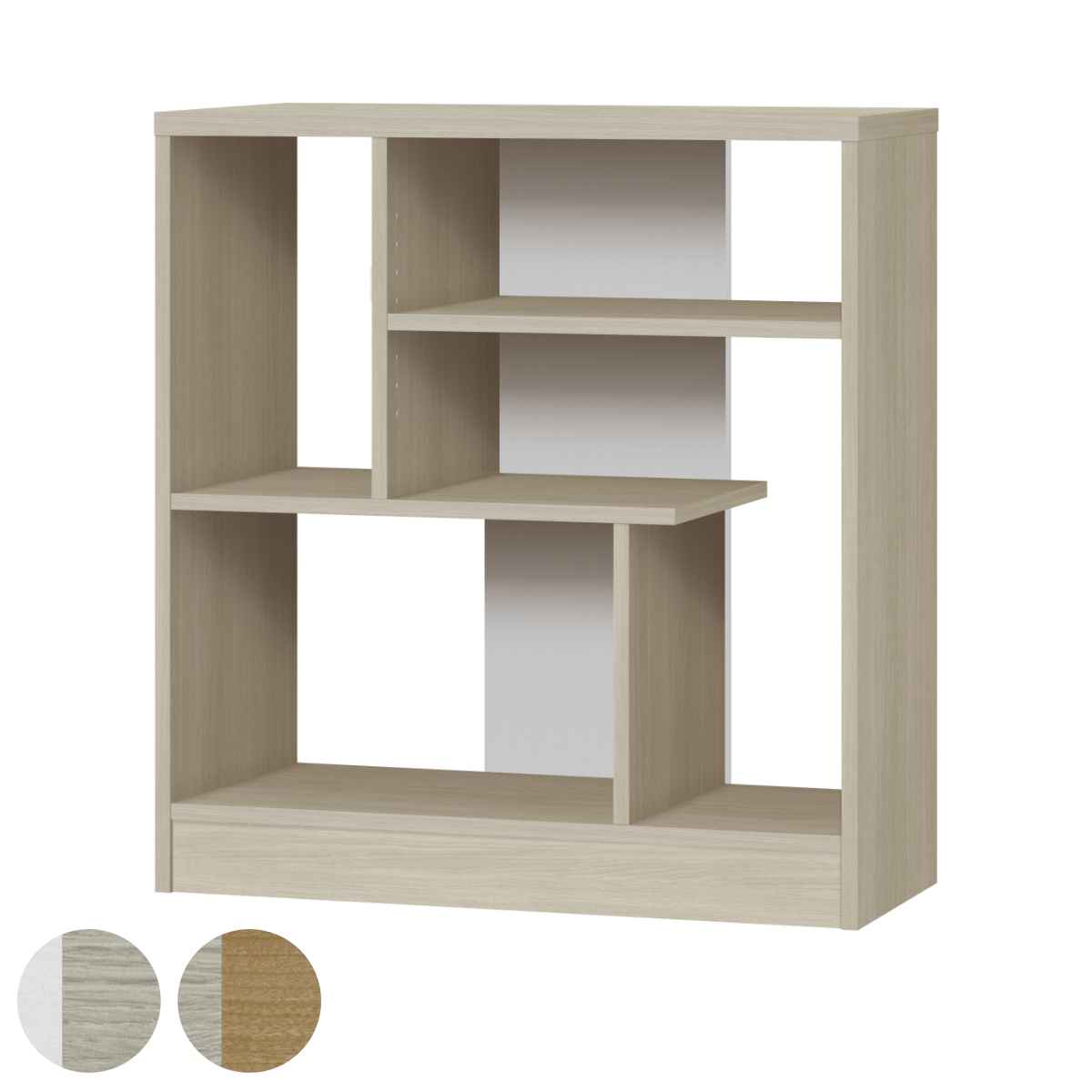 オープンシェルフ 北欧モダン アシンメトリーデザイン 約幅80cm 本棚 ラック 棚 シェルフ 収納 家具 A4対応 日本製 飾り棚 可動棚 ツートンカラー A4サイズ グレーオーク