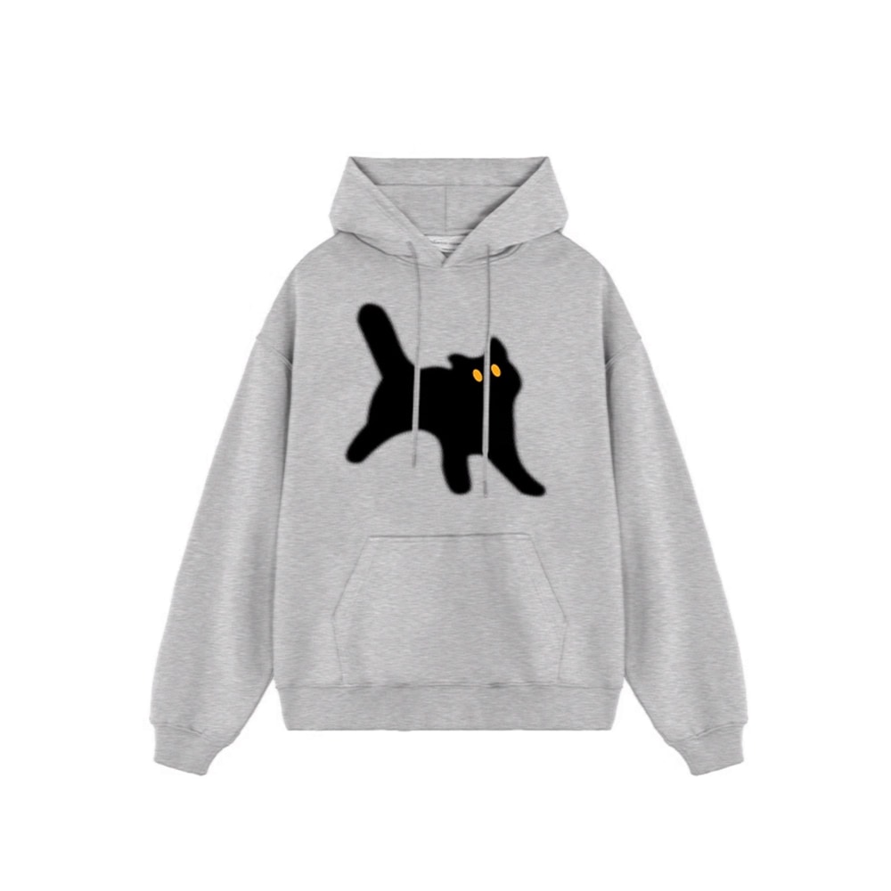 블랙캣 그래픽 오버 후드티
