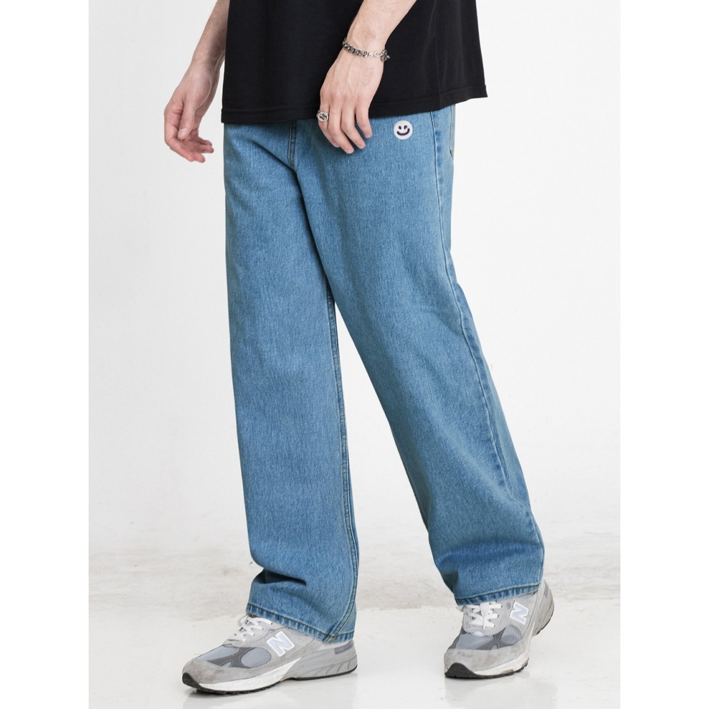 GRAVER 図面スマイル刺繍ワイドデニムパンツ 3color