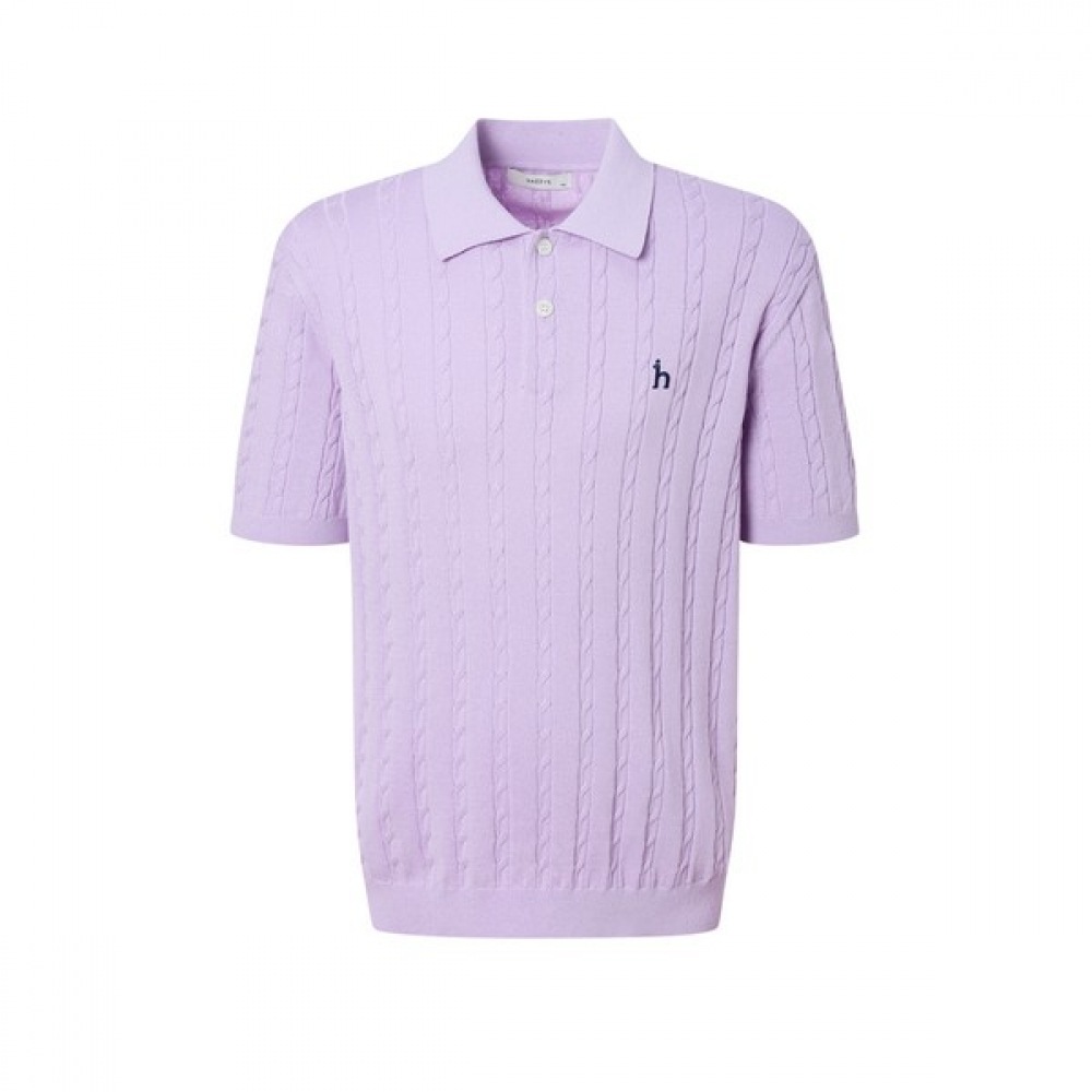 [ヘッジズ] 25SS バイオレットケーブルショートスリーブカラーニット HZSW5B553V1