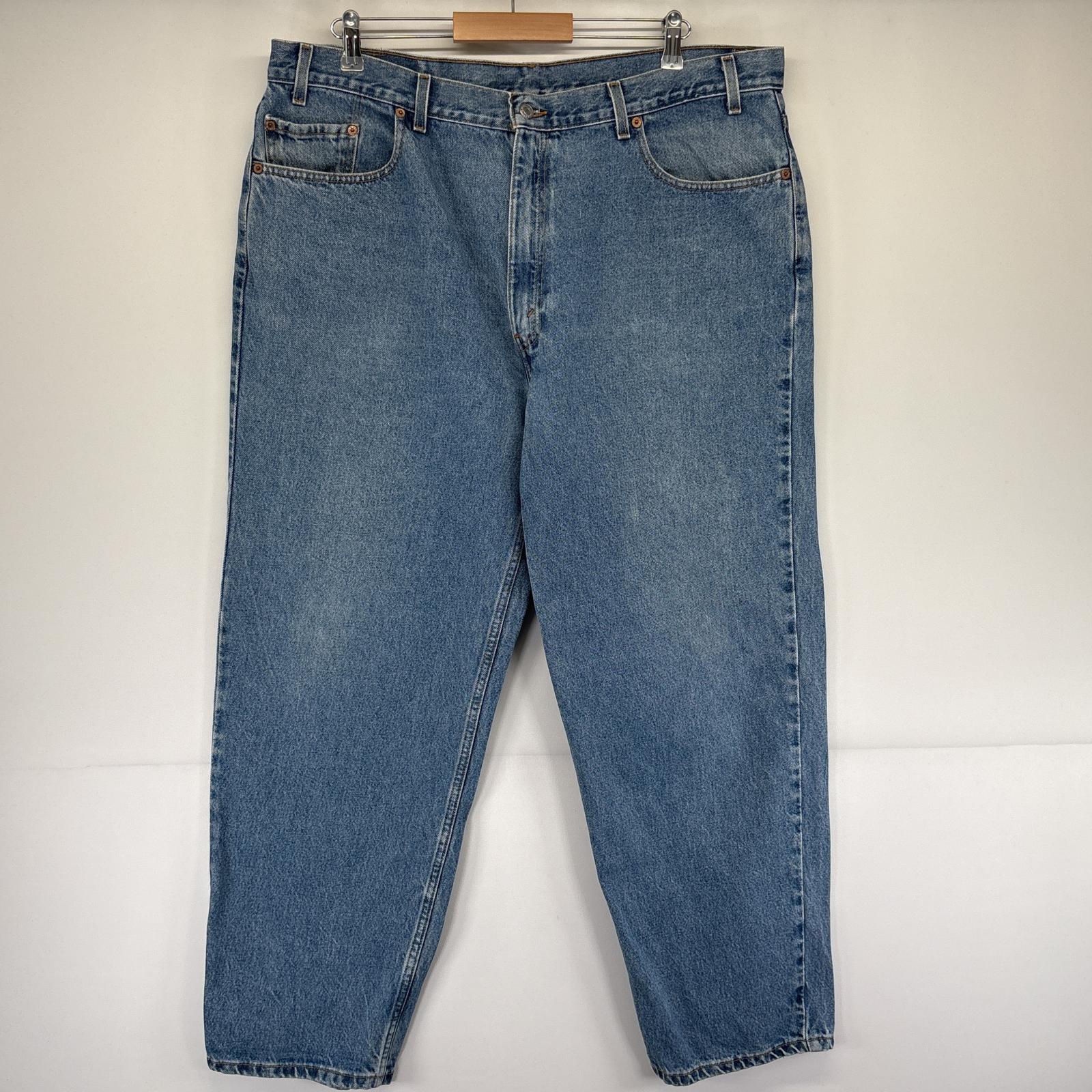 古着 デニムパンツ 550 テーパード 大きいサイズ ジーンズ ジーパン 5ポケット 長ズボン w42 L30 ブルー メンズ