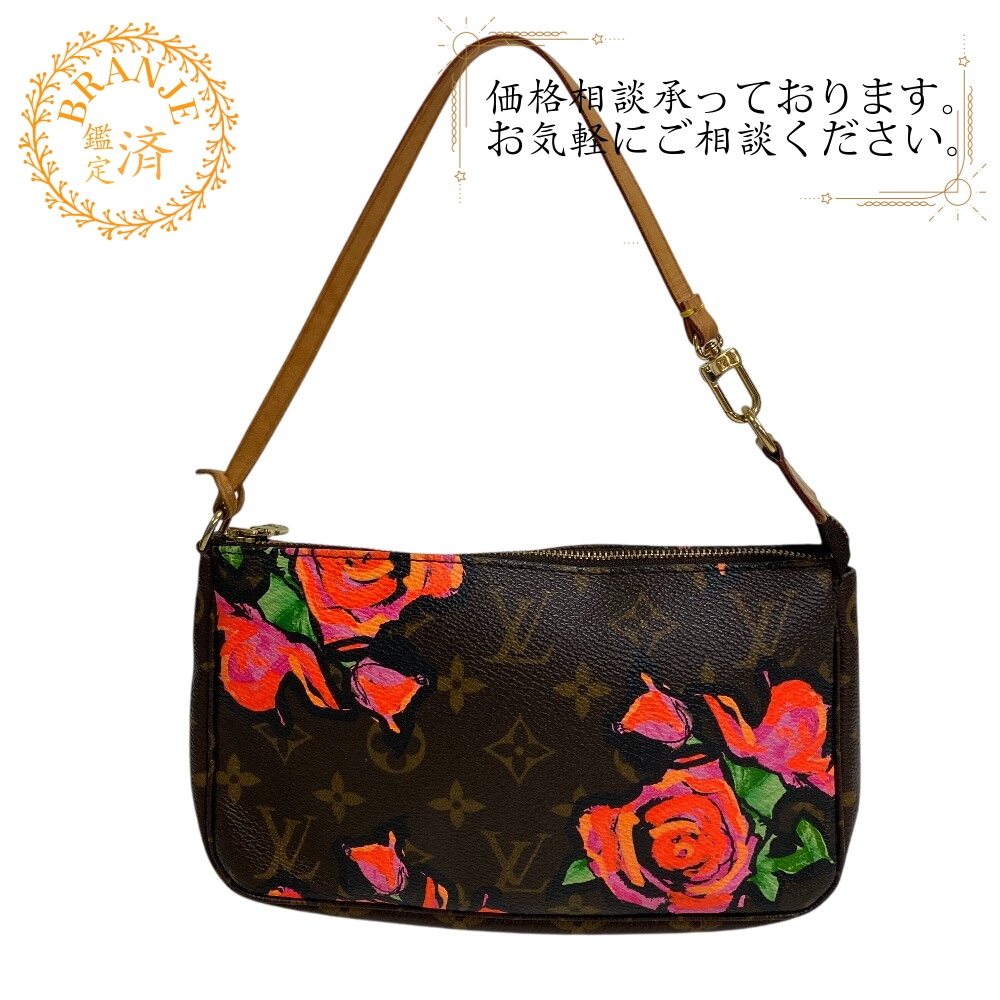 M48615 アクセソワール ポシェット モノグラムローズ レザー ポーチ ブラウン ブランド