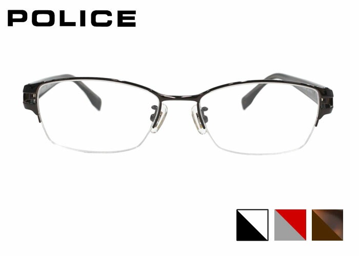 ポリス POLICE vplu97j ハーフリム ナイロール スクエア チタン アセテート メンズ レディース めがね メガネ 眼鏡 54サイズ